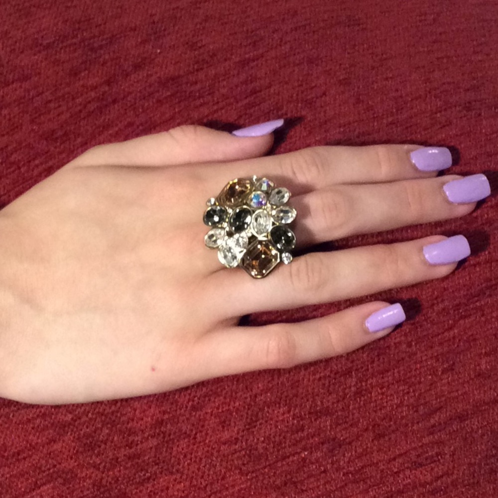 St. John Golden Jeweled Statement Ring Sz. 8